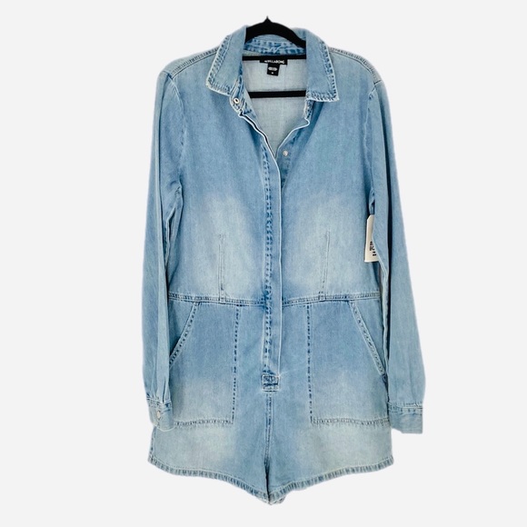 BILLABONG Gigi blue denim Playsuit long sleeve collared - Picture 4 of 13